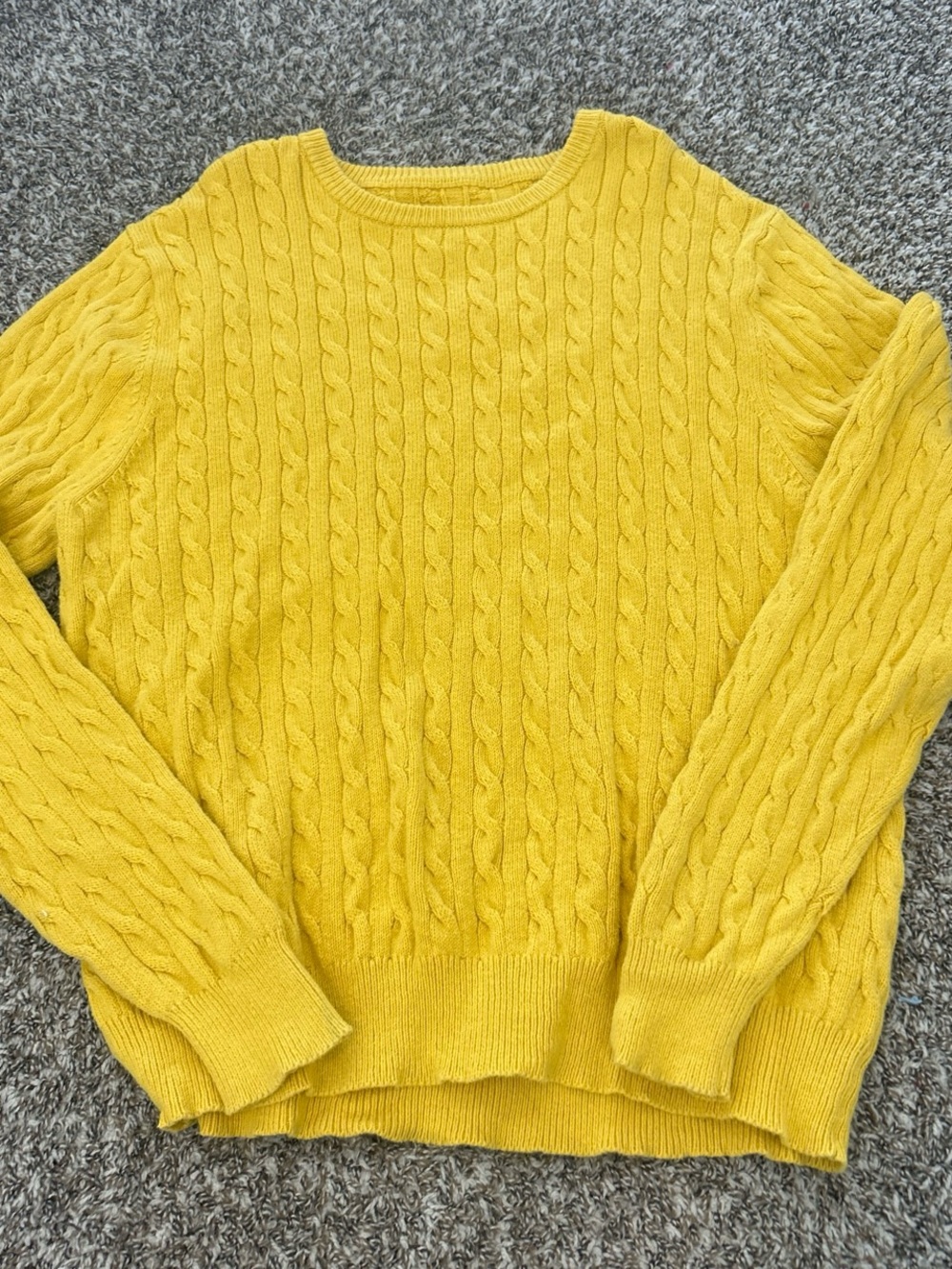 Yellow Cable Knit Crewneck Sweater